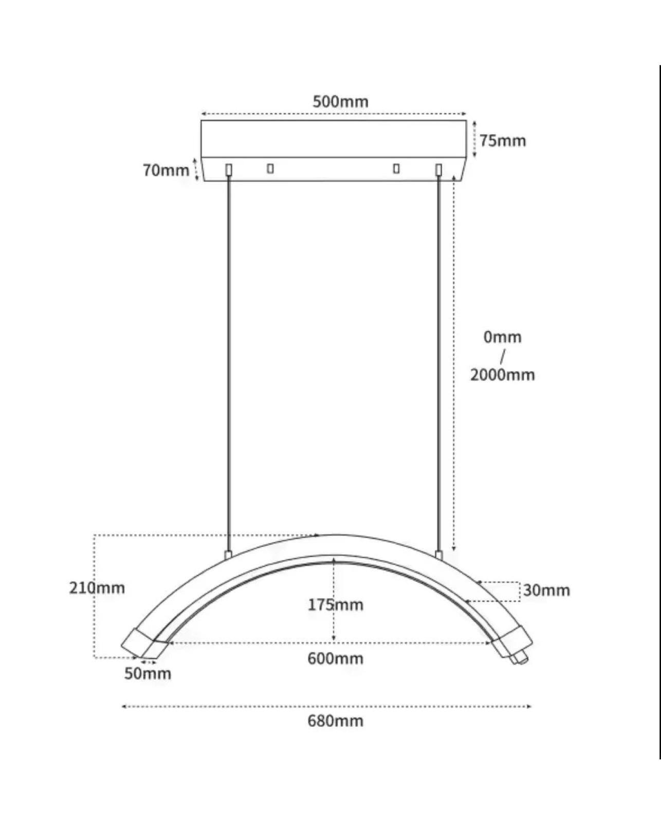 ROKK LUNAR ARC - Suspended Moon Ceiling Light