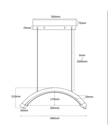 ROKK LUNAR ARC - Suspended Moon Ceiling Light