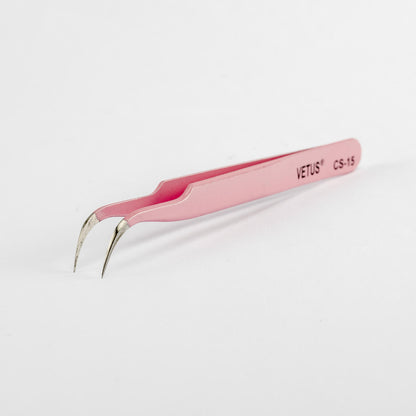 VETUS CS-15 CURVED TWEEZER - PINK STAINLESS STEEL